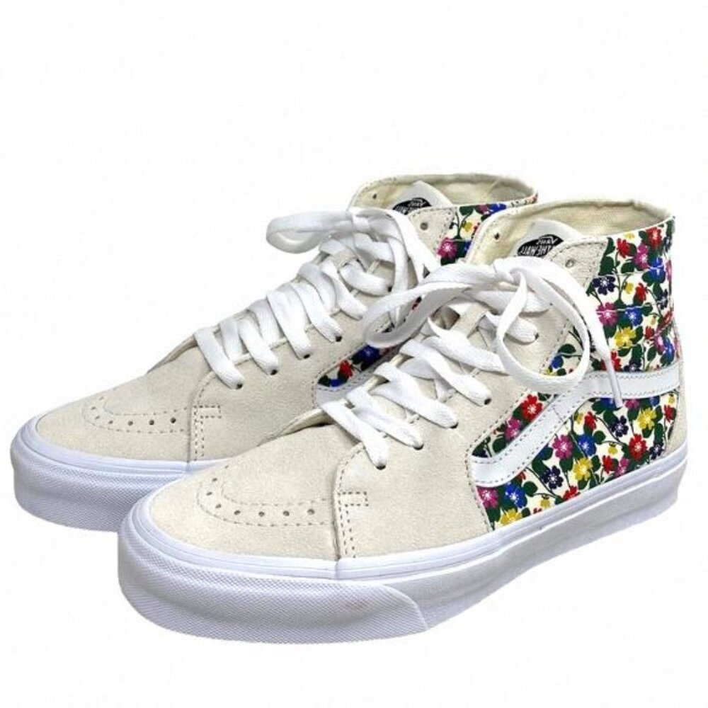 VANS Sk8-Hi Tapered Sneakers Women's Canvas Suede VN0A5KRUWHT Shoes White Floral